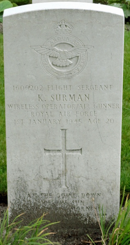 F/Sgt Kenneth Surman<br /><br /><br />died on active duty - January 1st, 1945